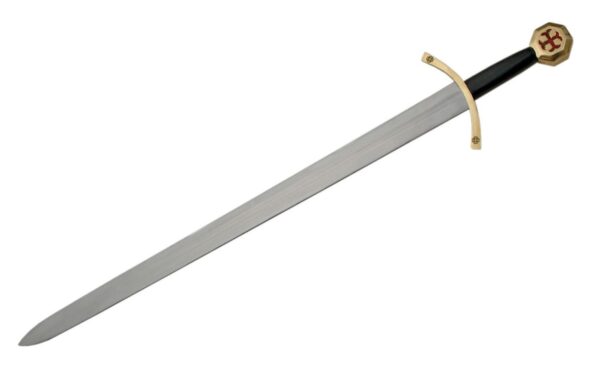 Medieval Sword 41″ Black Silver Templar Crusader Cross Blade with Sheath