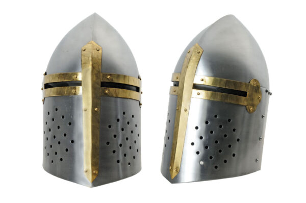 Medieval Crusader Costume Replica 18 Gauge Carbon Steel Wearable Helmet