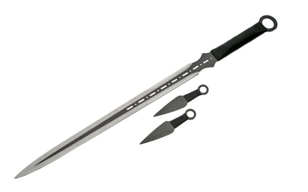 Fantasy Silver Stainless Rainbow Steel Blade | Cord Wrapped Handle 28 inch Edc Ninja Sword