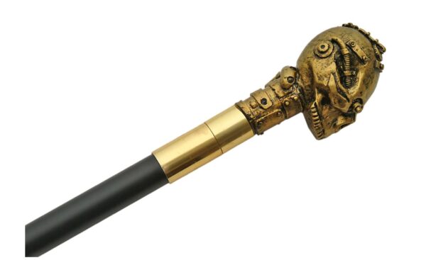 Brass Skull Stainless Steel Blade | Metal Handle 36.75 inches Walking Cane Sword