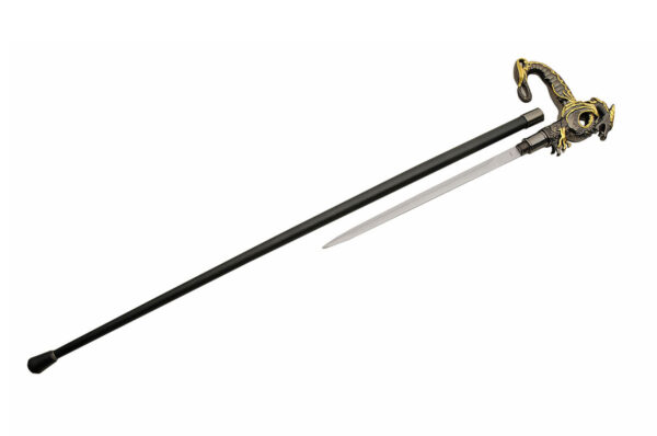 Dragon Stainless Steel Blade | Gold & Silver Handle 36 inches Walking Cane Sword