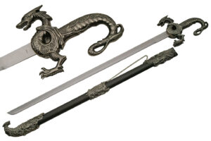 Samurai Dragon Stainless Steel | Silver Finish Handle 36 inch Sword