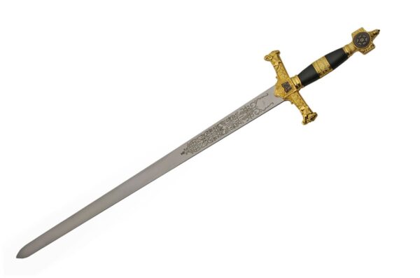 Medieval Star of David Stainless Steel Blade | Gold Plated Steel Handle 34 inch Sword