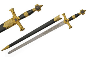 Medieval Star of David Stainless Steel Blade | Gold Plated Steel Handle 33 inch Sword