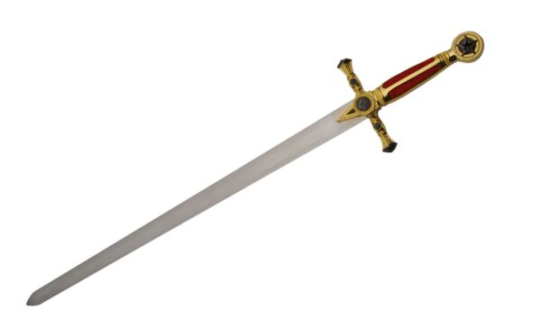 Antique Masonic Stainless Steel Blade | Red & Gold Finish Handle 33 inch Sword