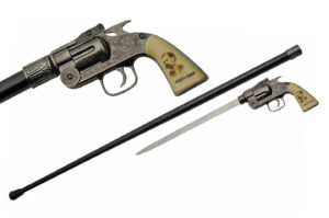 Wyatt Earp Stainless Steel Blade | Revolver Handle 37 inches Walking Cane Sword