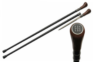 Brown Manual Stick Shift Stainless Steel Blade | Zinc Alloy Handle 37 inches Walking Cane Sword