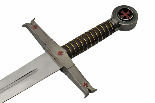 Knights Of Templar Stainless Steel Blade | Leather Wrapped Handle 38.5 inch Sword