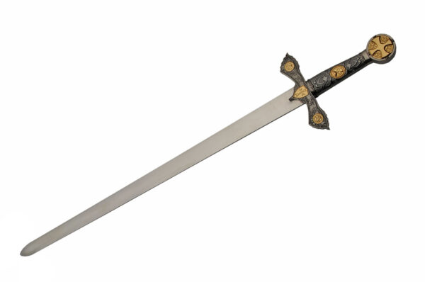 Knights Templar Stainless Steel Blade | Pewter Gold Handle 33 inch Sword