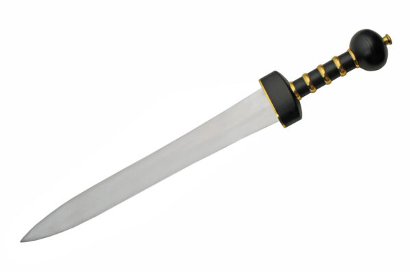 Roman Gladius Carbon Steel Blade | Black Gold Metal Handle 28 inch Sword