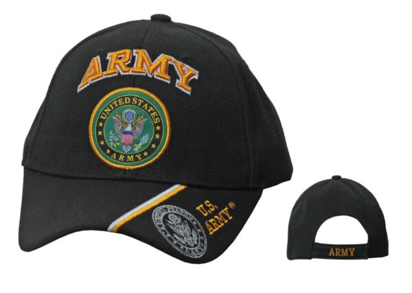 U.S. ARMY EMBLEM WITH SHADOW EMBLEM ON BLACK CAP