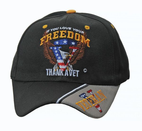 " IF YOU LOVE YOUR FREEDOM, THANK A VET" BLACK CAP
