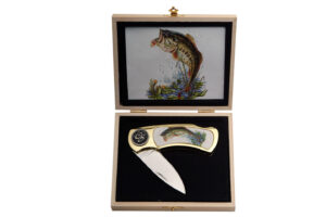 Bass Stainless Steel Blade | Gold Finish Handle 4 inch Edc Folding Knife