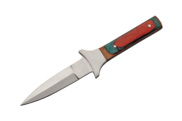 Double Edge Stainless Steel Blade | Colorwood Handle 6.5 inch Edc Boot Knife