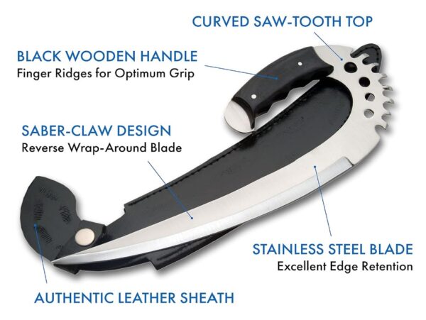 Black Swing Stainless Steel Blade | Wood Handle 12 inch Fantasy Knife