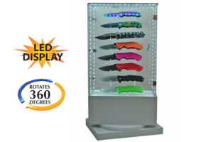 Acrylic 16 Piece LED Rotating Knife Display Case | Stand