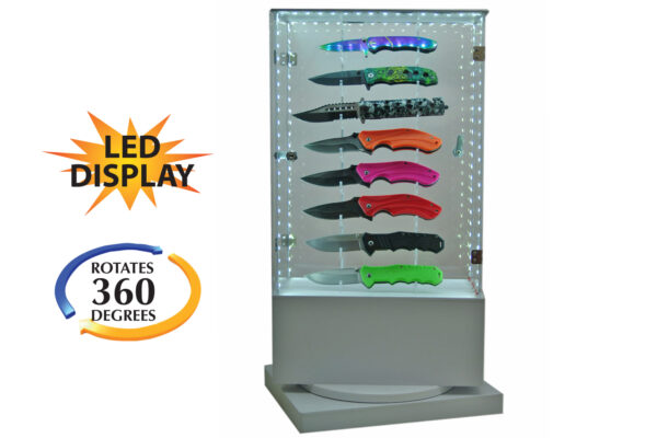 Acrylic 16 Piece LED Rotating Knife Display Case | Stand