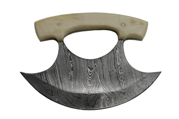 Rite Edge Damascus Steel Blade | Bone Handle 5.5 inch Edc Ulu Knife