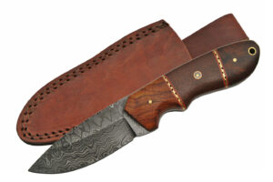 Mosaic Damascus Steel Blade | Micarta Wood Handle 8.5 inch Edc Skinner Knife