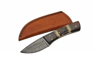 Full Tang Damascus Steel Blade  Stag/Wooden Handle 8 inch Edc Skinner Knife