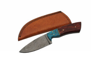 Full Tang Damascus Steel Blade | Redwood Handle 8 inch Edc Hunting Knife