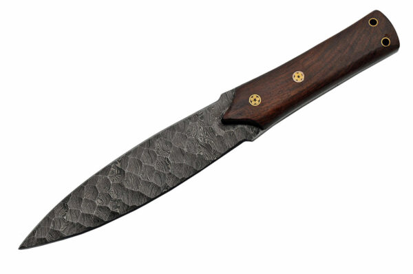 Flint Spear Damascus Steel Blade | Wooden Handle 12 inch Edc Hunting Knife