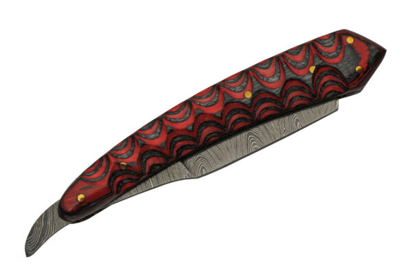 6" RED GROOVED DAMASCUS RAZOR