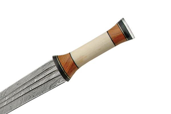 Blood Groove Damascus Steel Blade | Bone & Wood Handle 24 inch Hunting Sword