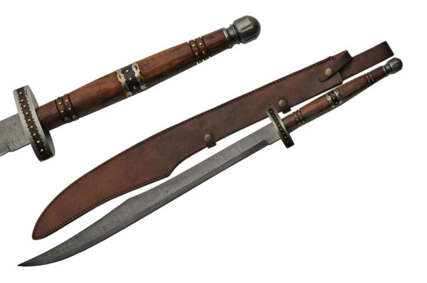 Medieval Scimitar Damascus Steel Blade | Rosewood Handle 36.5 inch Sword