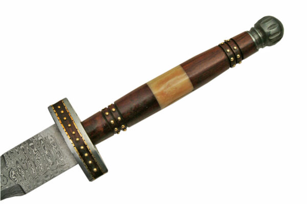 Flamberge Damascus Steel Blade | Wood & Bone Handle 23.5 inch Sword