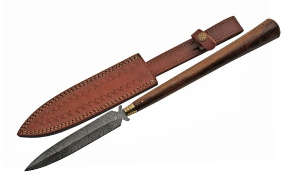 Damascus Steel Hunting Spear 21" Wooden Handle
