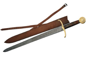 Brass Inlay Damascus Steel Blade | Wooden Handle 31 inch Sword