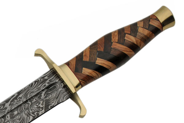 Braided Damascus Steel Blade | Walnut Olivewood Handle 21 inch Edc Sword