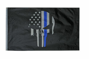 3X5 THIN BLUE LINE SKULL (Pack Of 2)