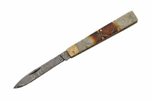 Doctor Damascus Steel Blade | Bone Handle 7.25 inch Edc Folding Knife