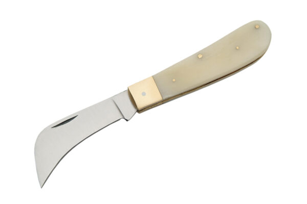 4" HAWKBILL/PRUNING KNIFE WHITE  BONE HANDLE