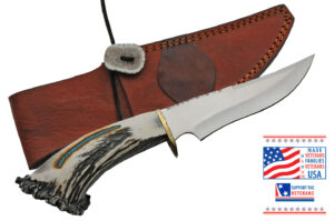 Kingman Turquoise Stainless Steel Blade | Elk Antler Handle 12 inch Skinner Knife