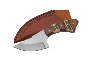 6.25″ Stag And Wood Cat Skinner With Sheath