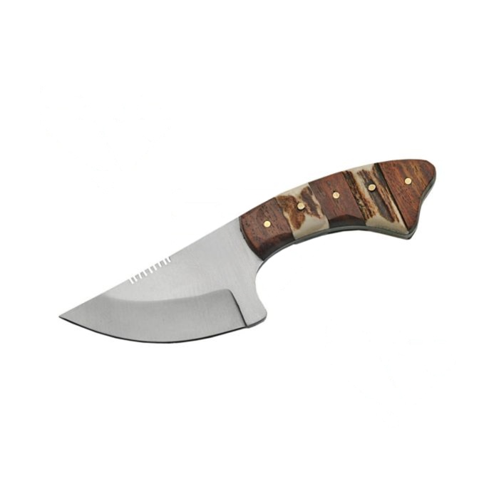 6.25″ Stag And Wood Cat Skinner With Sheath 6.25″ Stag And Wood Cat Skinner With Sheath