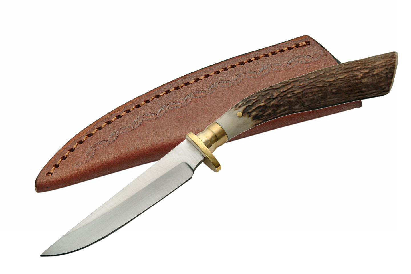 8.5″ Stag Drop Point Knife With Sheath 8.5″ Stag Drop Point Knife With Sheath