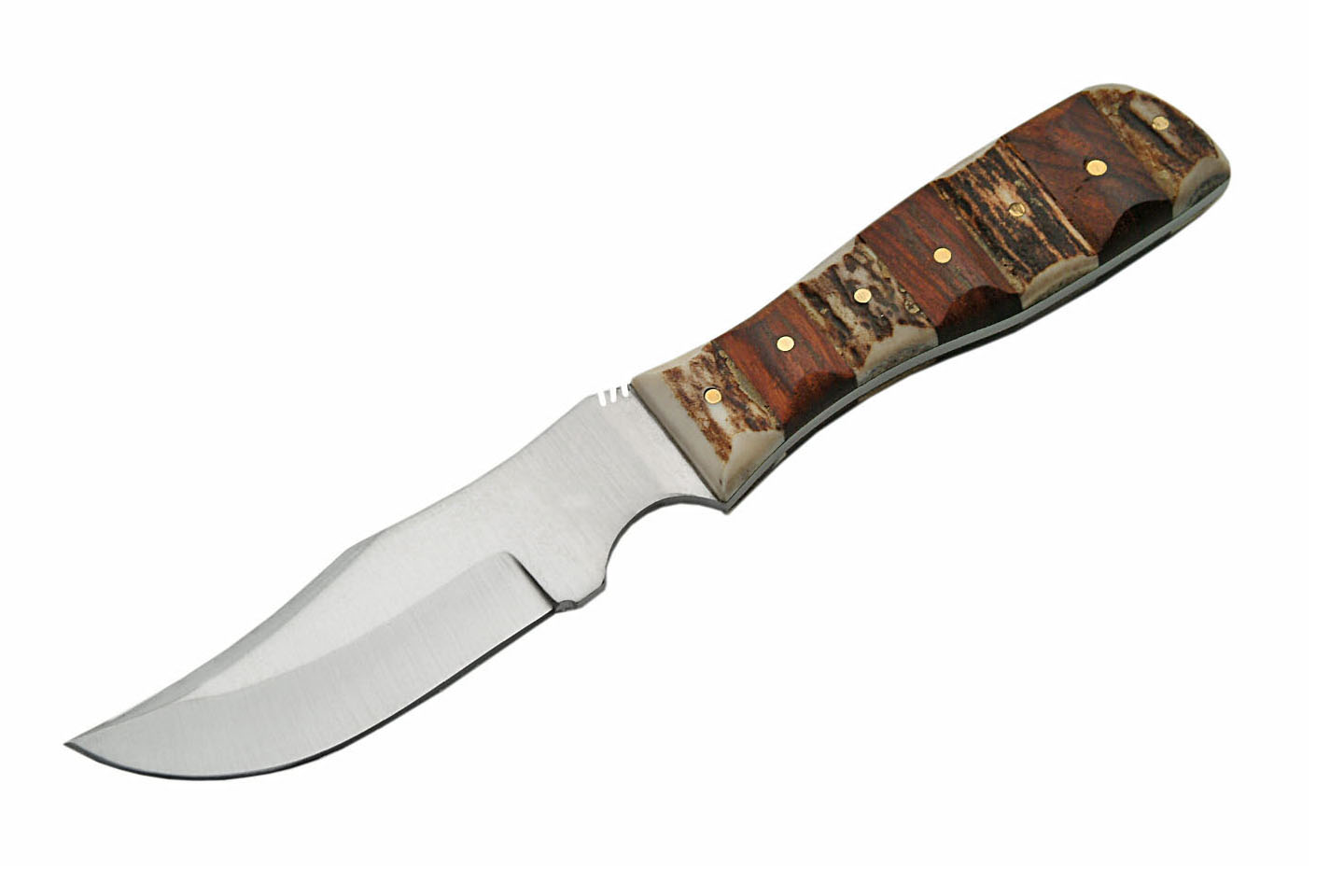 8″ Stag And Wood Skinner Knife With Sheath 8″ Stag And Wood Skinner Knife With Sheath