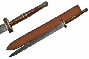 Roman Imperial Damascus Steel Blade | Wooden Handle 37 inch Sword