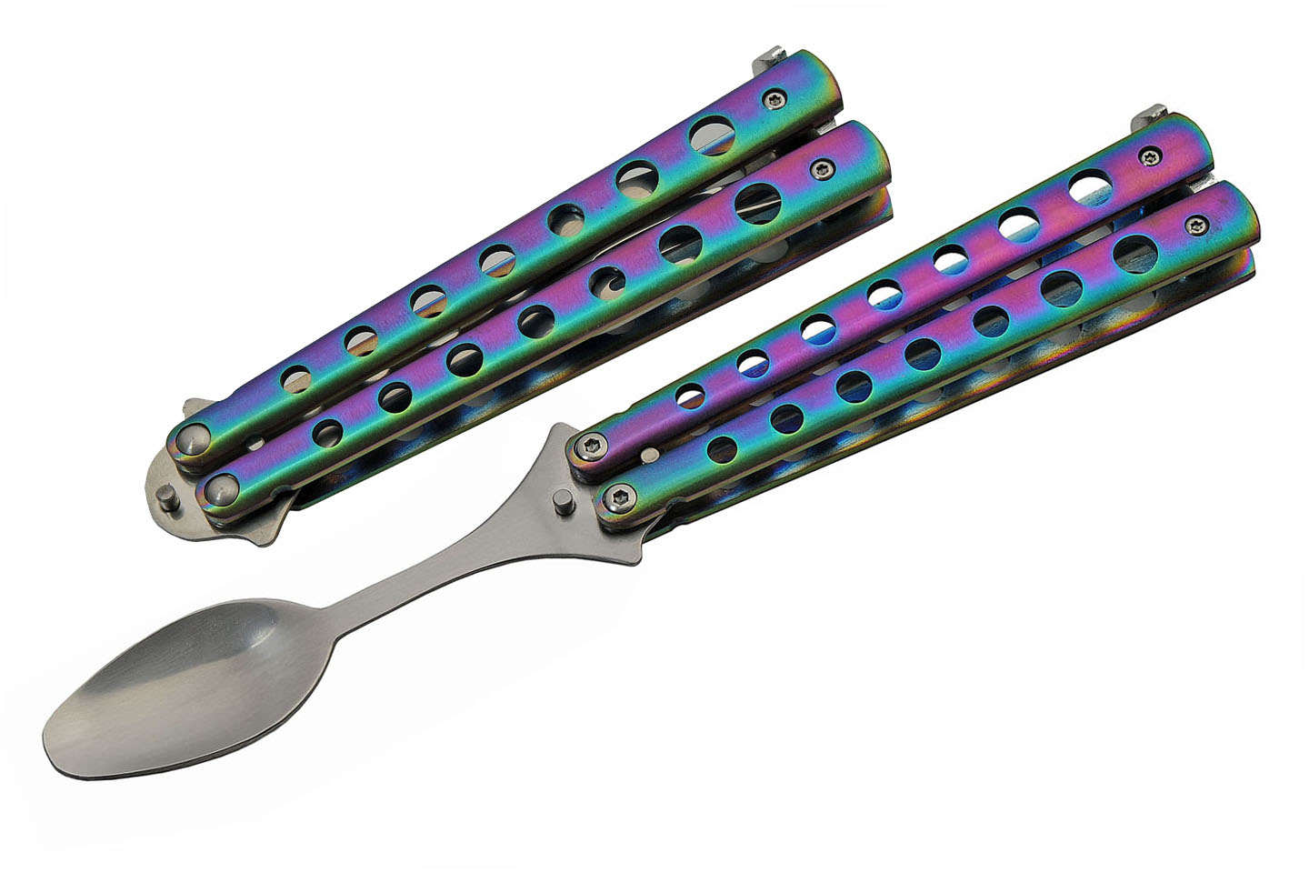Rainbow High Polish Butterfly Knife Stainless Steel