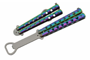 Rainbow Finish Stainless Steel 5 inch Butterfly Style Travel / Camping Bottle Opener