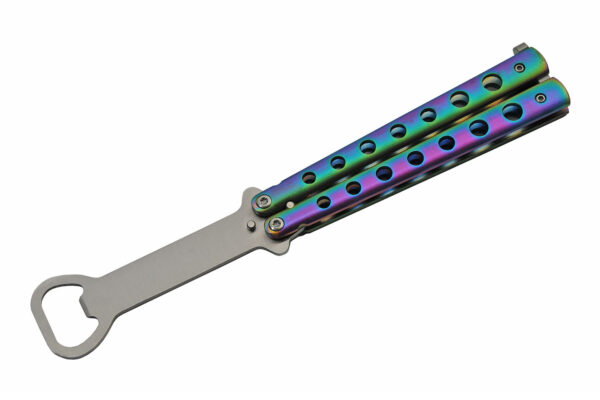 Rainbow Finish Stainless Steel | Rainbow Finish Handle Butterfly Style Travel 9 inch Camping Bottle Opener