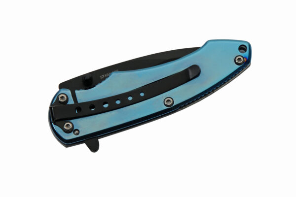 Blue Titanium Black Stainless Steel Blade | Blue Titanium Handle 3.5 inch Edc Pocket Folding Knife
