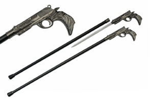 Gun Feather Stainless Steel Blade | Gun Shape Handle 36.5 inches Walking Cane Sword