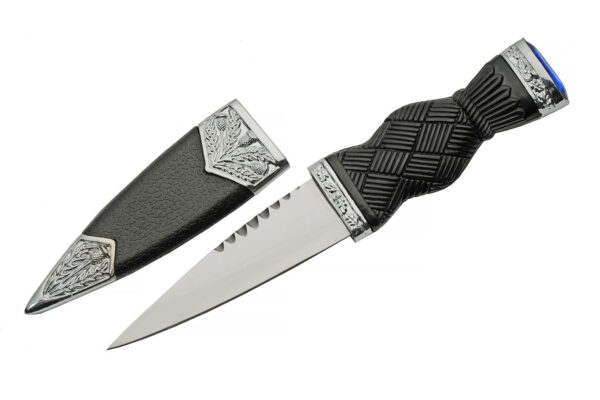 Sapphire Stainless Steel Blade | Black Rubber Handle 7.25 inch Edc Scottish Dirk Knife