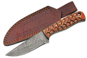 Twisted Damascus Steel Blade Color Wood Handle 4 inch Edc Hunting Knife
