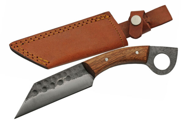 Ring Seax Carbon Steel Blade | Wooden Handle 9 inch Edc Hunting Knife